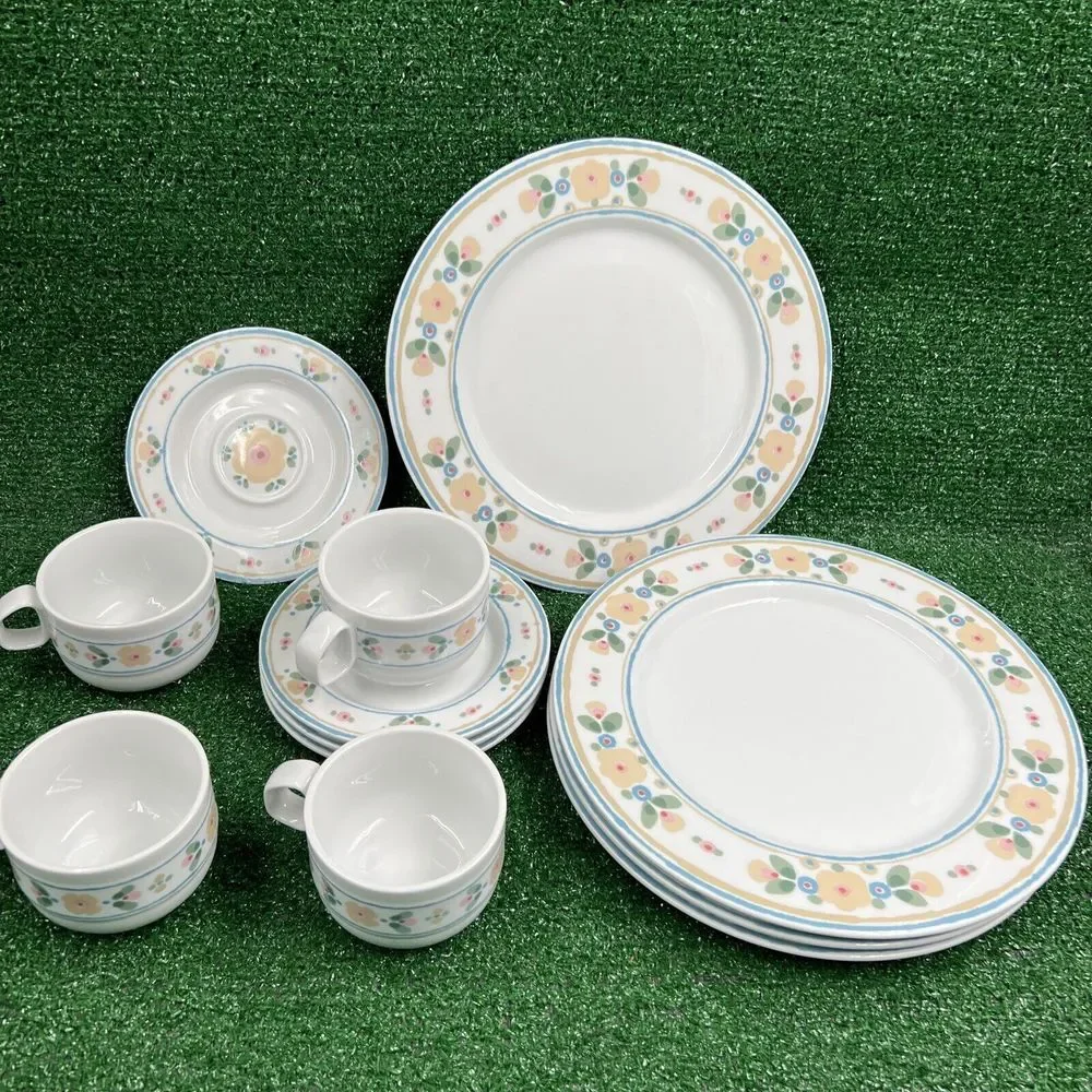 Bob Van Allen For‎ Mikasa Stone China Set Of 4 Each Dinner Plates Cups & Saucers